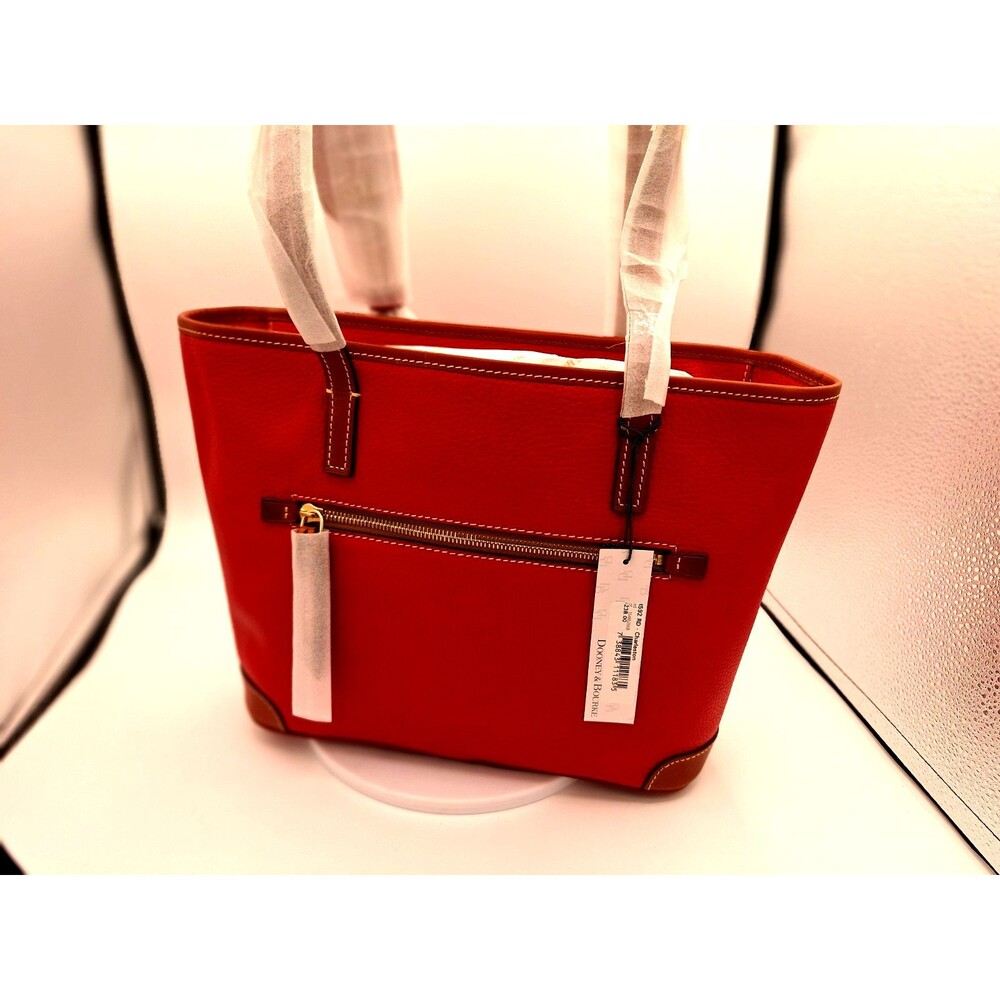 Dooney & Bourke Red Pebbled Leather Double Handles‎ Tote Shoulder Bag NEW